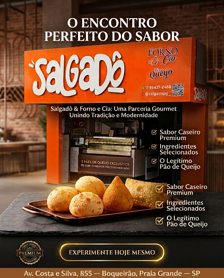 Parceria Salgadô e Forno & Cia - Praia Grande: Av. Costa e Silva, 855, Boqueirão